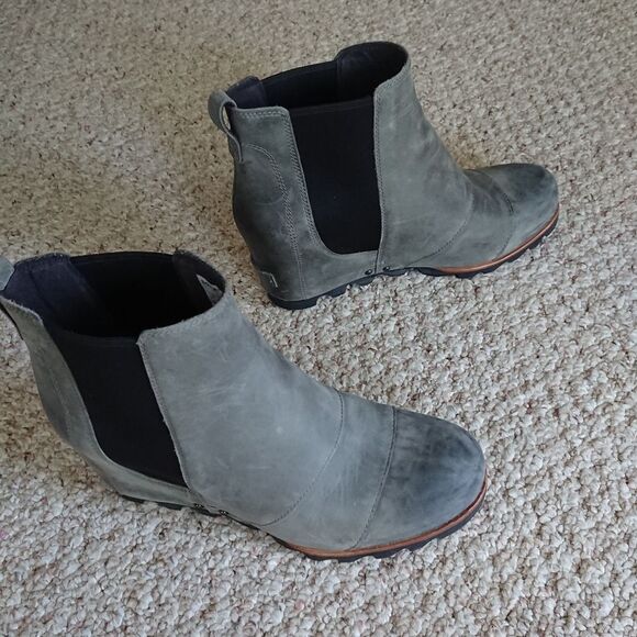 Sorel Lea Wedges boots Gray leather size 10 - Picture 1 of 14